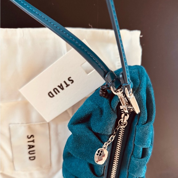 STAUD Rich Teal Clutch with Wristlet